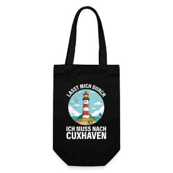 Nordsee Urlaub ICH MUSS NACH CUXHAVEN Lustiges - Geschenkbeutel für Flaschen - Schwarz - Vorne