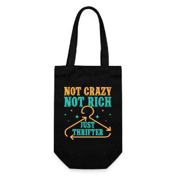 Thrift Shopper Not Crazy Not Rich Just Thrifter - Geschenkbeutel für Flaschen - Schwarz - Vorne