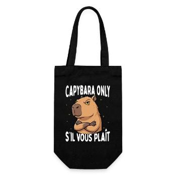 Lustiges Capybara Only S’il Vous Plaît Animal Meme - Geschenkbeutel für Flaschen - Schwarz - Vorne