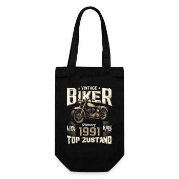 35. Geburtstag Geschenk Motorradfahrer Januar 1991 - Geschenkbeutel für Flaschen - Schwarz - Vorne