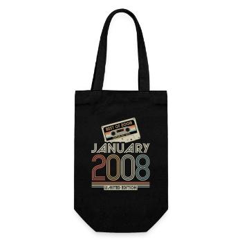 Legendary since January 2008, Retro, Geburtstag - Geschenkbeutel für Flaschen - Schwarz - Vorne