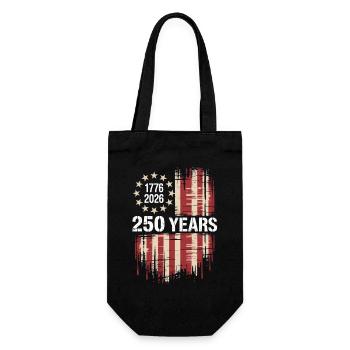 250 Jahre 1776-2026 Vintage-Flagge - Geschenkbeutel für Flaschen - Schwarz - Vorne