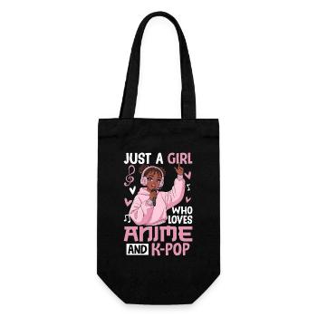 Just A Girl Who Loves Anime And K-Pop - Geschenkbeutel für Flaschen - Schwarz - Vorne