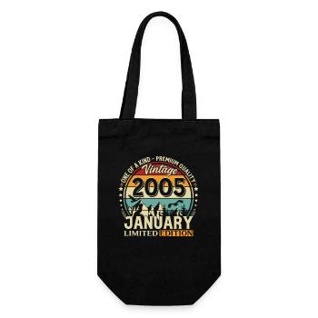 21st Birthday Vintage January Vintage 2005 - Gift Bag for Bottles - black - Front