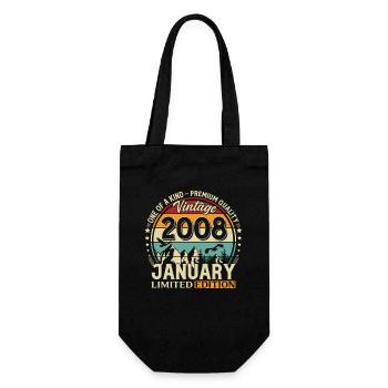 18th Birthday Vintage January Vintage 2008 - Gift Bag for Bottles - black - Front