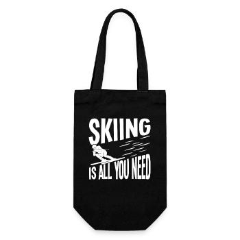 Skifahrer, Skiing Ist Alles Was Du Brauchst - Geschenkbeutel für Flaschen - Schwarz - Vorne