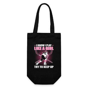 I Play Like a Girl Hockey - Geschenkbeutel für Flaschen - Schwarz - Vorne