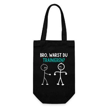Strichmännchen WARST DU TRAINIEREN LUSTIG - Geschenkbeutel für Flaschen - Schwarz - Vorne