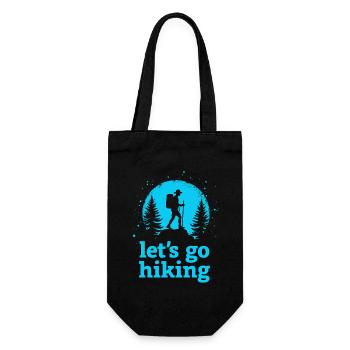 Let's go hiking Bergsteiger Wanderer Silhouette - Geschenkbeutel für Flaschen - Schwarz - Vorne