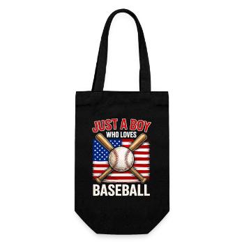 Boy loves baseball and flag - Gift Bag for Bottles - black - Front