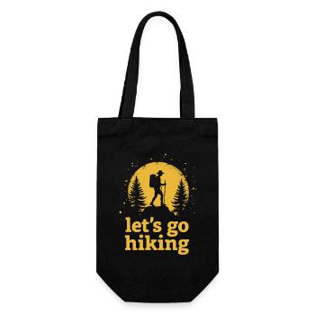 Let's go hiking Bergsteiger Wanderer Silhouette - Geschenkbeutel für Flaschen - Schwarz - Vorne
