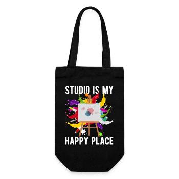 Funny Artist Painter Studio My Happy Place Draw - Geschenkbeutel für Flaschen - Schwarz - Vorne