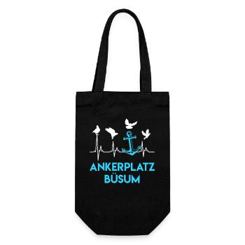 Nordsee Urlaub ANKERPLATZ BÜSUM Lustiges - Geschenkbeutel für Flaschen - Schwarz - Vorne