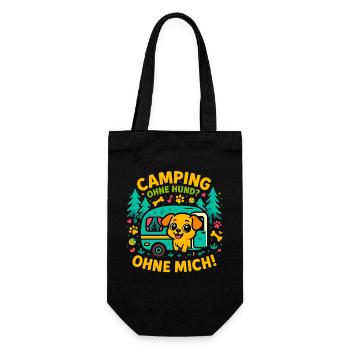 Camping Hundeliebe Urlaub, Geschenk Hundecamper - Geschenkbeutel für Flaschen - Schwarz - Vorne