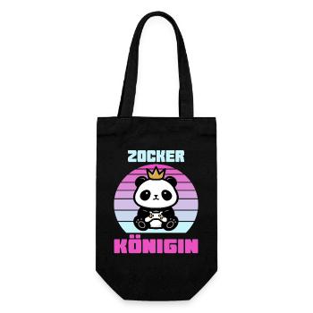 Zocker Königin gamerin - Geschenkbeutel für Flaschen - Schwarz - Vorne