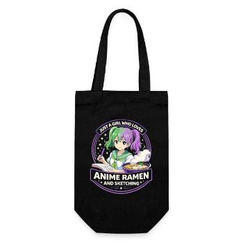 Just a Girl: Anime Ramen Sketching - Geschenkbeutel für Flaschen - Schwarz - Vorne
