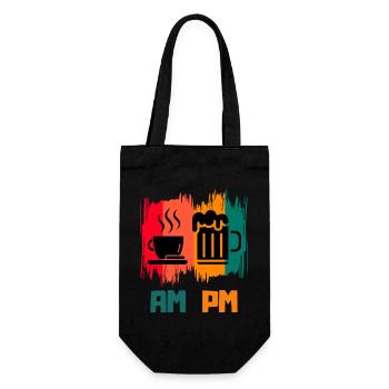 Funny Sarcasm AM PM Adult Humor Coffee Lover - Gift Bag for Bottles - black - Front