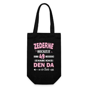 49 Jahre Beziehung Jahrestag Hochzeitstag Zederne - Geschenkbeutel für Flaschen - Schwarz - Vorne