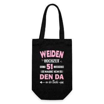 51 Jahre Beziehung Jahrestag Hochzeitstag - Geschenkbeutel für Flaschen - Schwarz - Vorne
