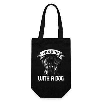 Life Is Better With a Dog – Cane Corso Design - Gift Bag for Bottles - black - Front