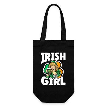 Irish Girl with Green Shamrock - Gift Bag for Bottles - black - Front