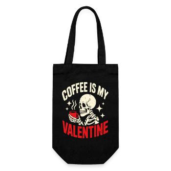 Drôle de Saint-Valentin Squelette Amoureux du café Humour gothique - Sac à bouteille - noir - Devant