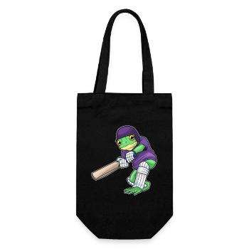 Frosch Cricket Cricketschläger Sport - Geschenkbeutel für Flaschen - Schwarz - Vorne