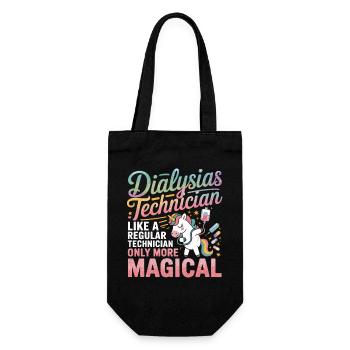 Magischer Dialyse-Techniker Unicorn - Geschenkbeutel für Flaschen - Schwarz - Vorne