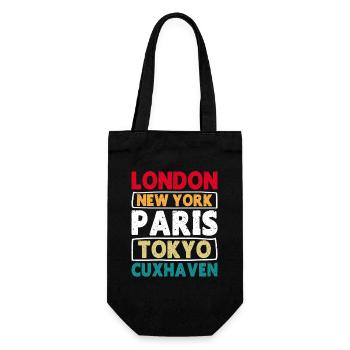 North Sea LONDON NEW YORK PARIS TOKYO CUXHAVEN - Gift Bag for Bottles - black - Front