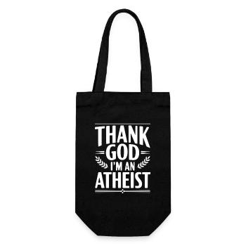 Gott sei Dank bin ich Atheist - Geschenkbeutel für Flaschen - Schwarz - Vorne