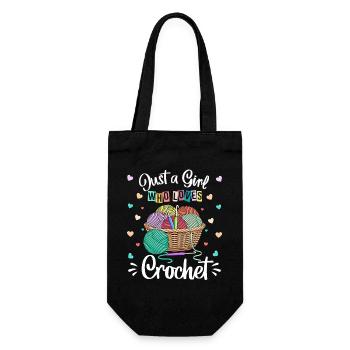Buntes Häkeln Hobby & Wolle Liebhaberin Mädchen - Geschenkbeutel für Flaschen - Schwarz - Vorne