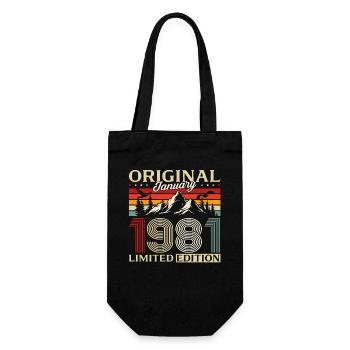 45th Birthday Original January 1981 - Gift Bag for Bottles - black - Front