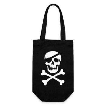 Klassischer Jolly Roger Piraten Totenkopf - Geschenkbeutel für Flaschen - Schwarz - Vorne
