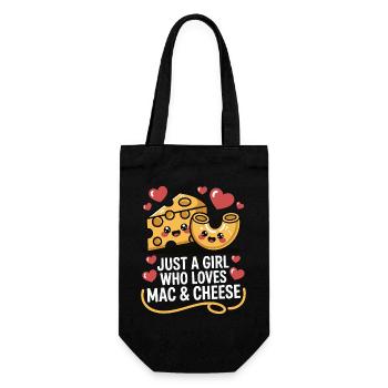 Mac & Cheese Liebhaberin - Kawaii Design - Geschenkbeutel für Flaschen - Schwarz - Vorne