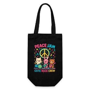 Peace jam rock crew, süße band - Geschenkbeutel für Flaschen - Schwarz - Vorne