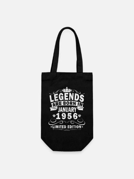 70e anniversaire Original janvier Né en 1956 - Sac à bouteille - noir