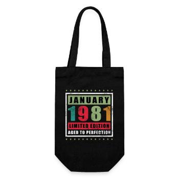 Januar 1981 Limitierte Edition Gealtert Perfektion - Geschenkbeutel für Flaschen - Schwarz - Vorne