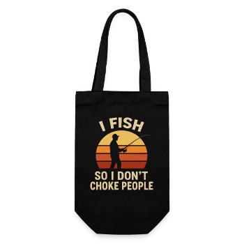 I Fish So I Don't Choke People Angler Spruch Angel - Geschenkbeutel für Flaschen - Schwarz - Vorne