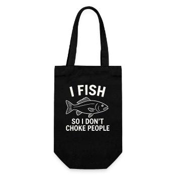 I Fish So I Don't Choke People Angler Spruch Angel - Geschenkbeutel für Flaschen - Schwarz - Vorne