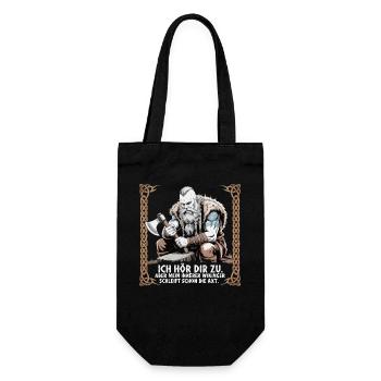 Wikinger Viking Legende Seemann Odin Rabe Kämpfer - Geschenkbeutel für Flaschen - Schwarz - Vorne