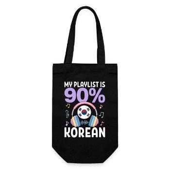 My Playlist Is 90 Percent Korean - Geschenkbeutel für Flaschen - Schwarz - Vorne