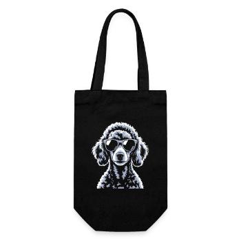 Caniche blanc - Sac à bouteille - noir - Devant