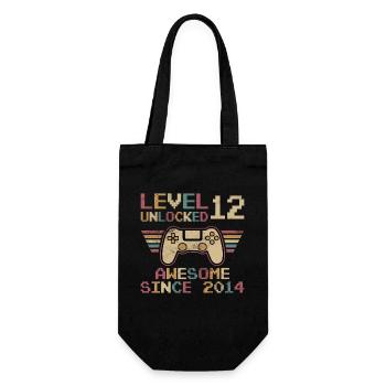 LEVEL 12 UNLOCKED 12TH BIRTHDAY GAMER - Gift Bag for Bottles - black - Front