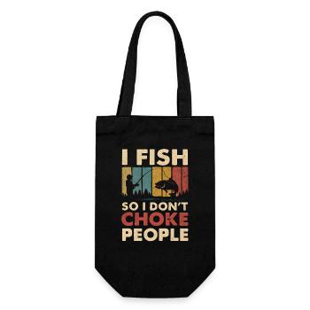 I Fish So I Don't Choke People Angler Spruch Angel - Geschenkbeutel für Flaschen - Schwarz - Vorne