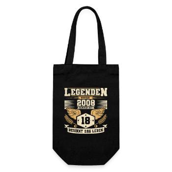 18 Geburtstag Legenden geboren 2008 Grunge Leben - Geschenkbeutel für Flaschen - Schwarz - Vorne