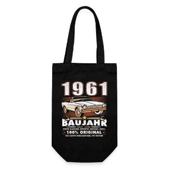 Baujahr 1961 Oldtimer Geburtstag Spruch 65 - Geschenkbeutel für Flaschen - Schwarz - Vorne