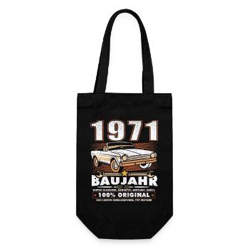 Oldtimer Baujahr 1971 Jahrgang Geburtstag Geschenk - Geschenkbeutel für Flaschen - Schwarz - Vorne