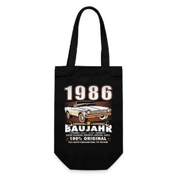 1986 Born Birthday Classic Car - Gift Bag for Bottles - black - Front