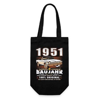 Baujahr 1951 Oldtimer Geburtstag Spruch 75 Jahre - Geschenkbeutel für Flaschen - Schwarz - Vorne