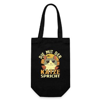 Katzenmama Geschenk Katzen Mama Katzenliebhaberin - Geschenkbeutel für Flaschen - Schwarz - Vorne